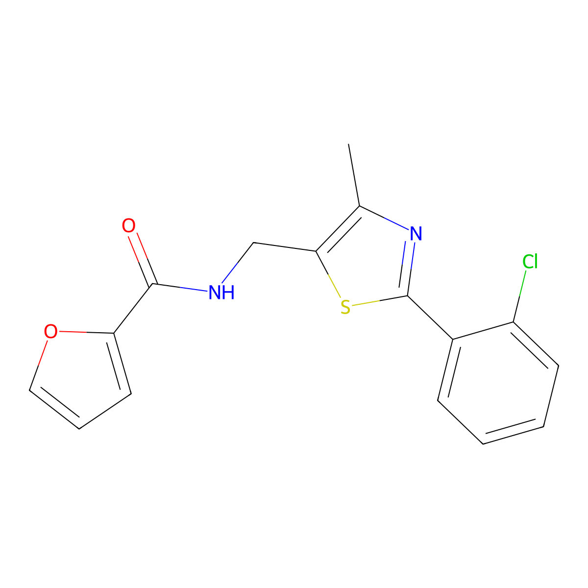 N-((2-(2-chlorophenyl)-4-methylthiazol-5-yl)methyl)furan-2-carboxamide molecular structure, CAS 1421485-48-4