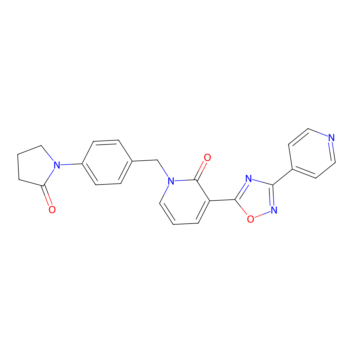 1-(4-(2-oxopyrrolidin-1-yl)benzyl)-3-(3-(pyridin-4-yl)-1,2,4-oxadiazol-5-yl)pyridin-2(1H)-one molecular structure, CAS 1421485-57-5