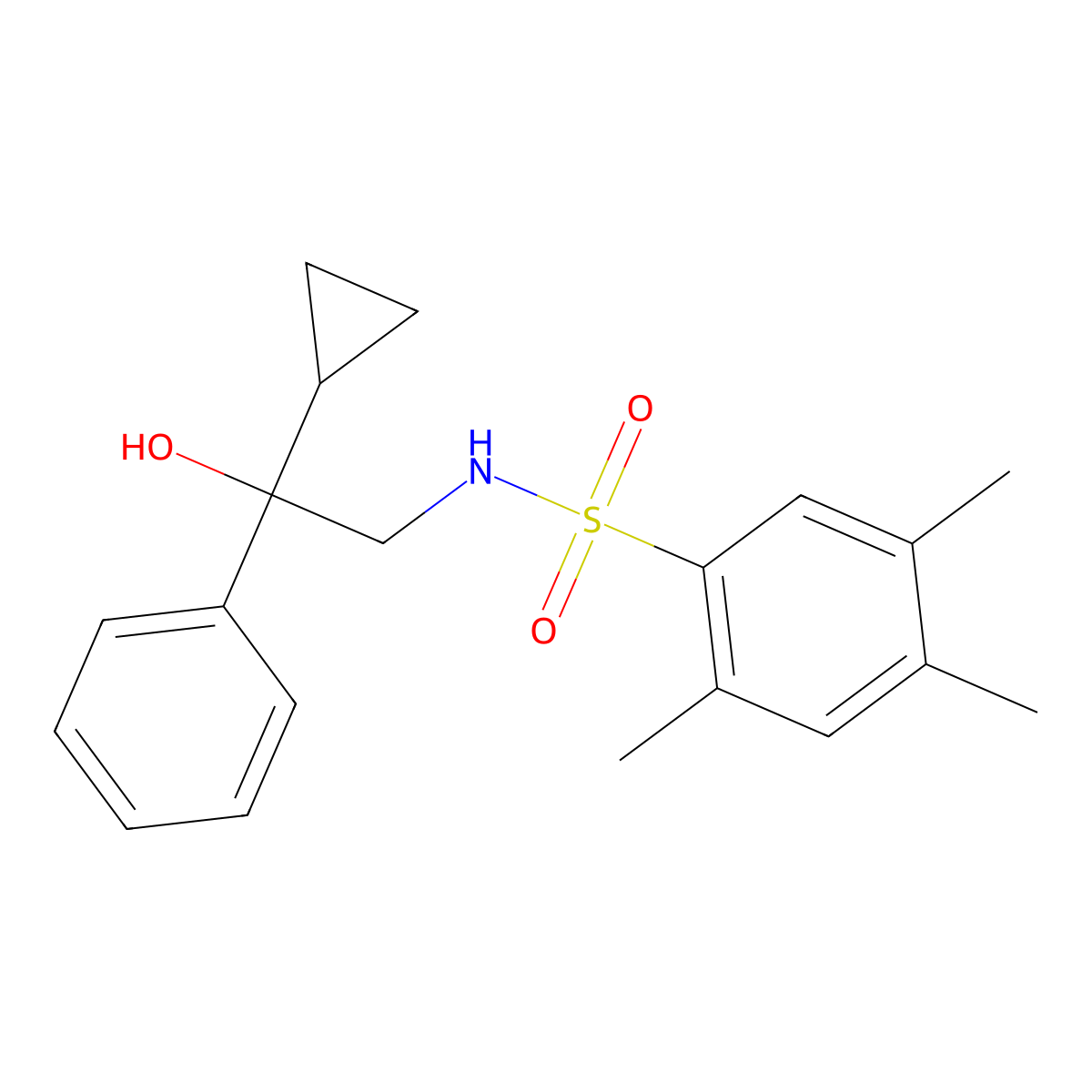 N-(2-cyclopropyl-2-hydroxy-2-phenylethyl)-2,4,5-trimethylbenzenesulfonamide molecular structure, CAS 1421485-59-7