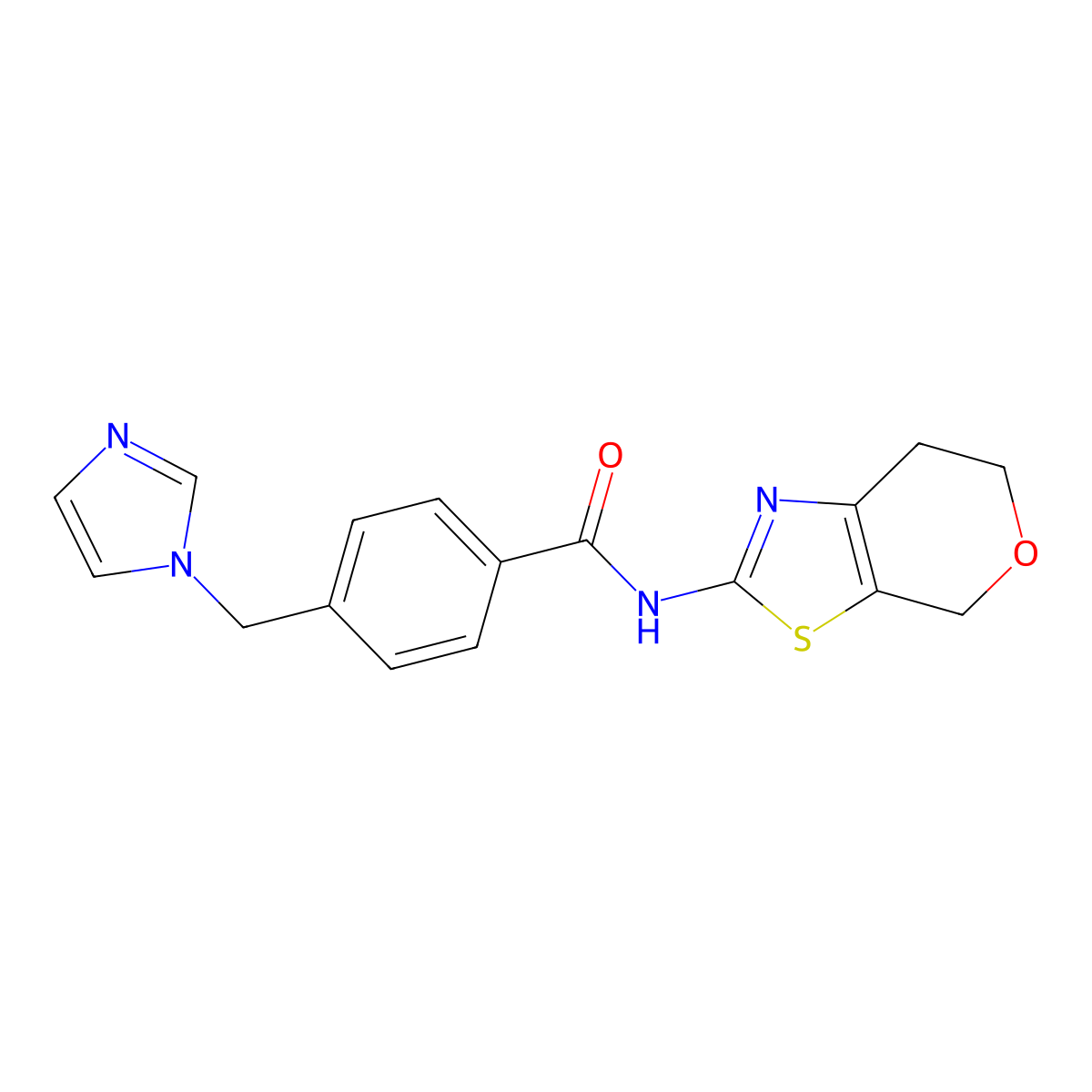 4-((1H-imidazol-1-yl)methyl)-N-(6,7-dihydro-4H-pyrano[4,3-d]thiazol-2-yl)benzamide molecular structure, CAS 1421485-64-4