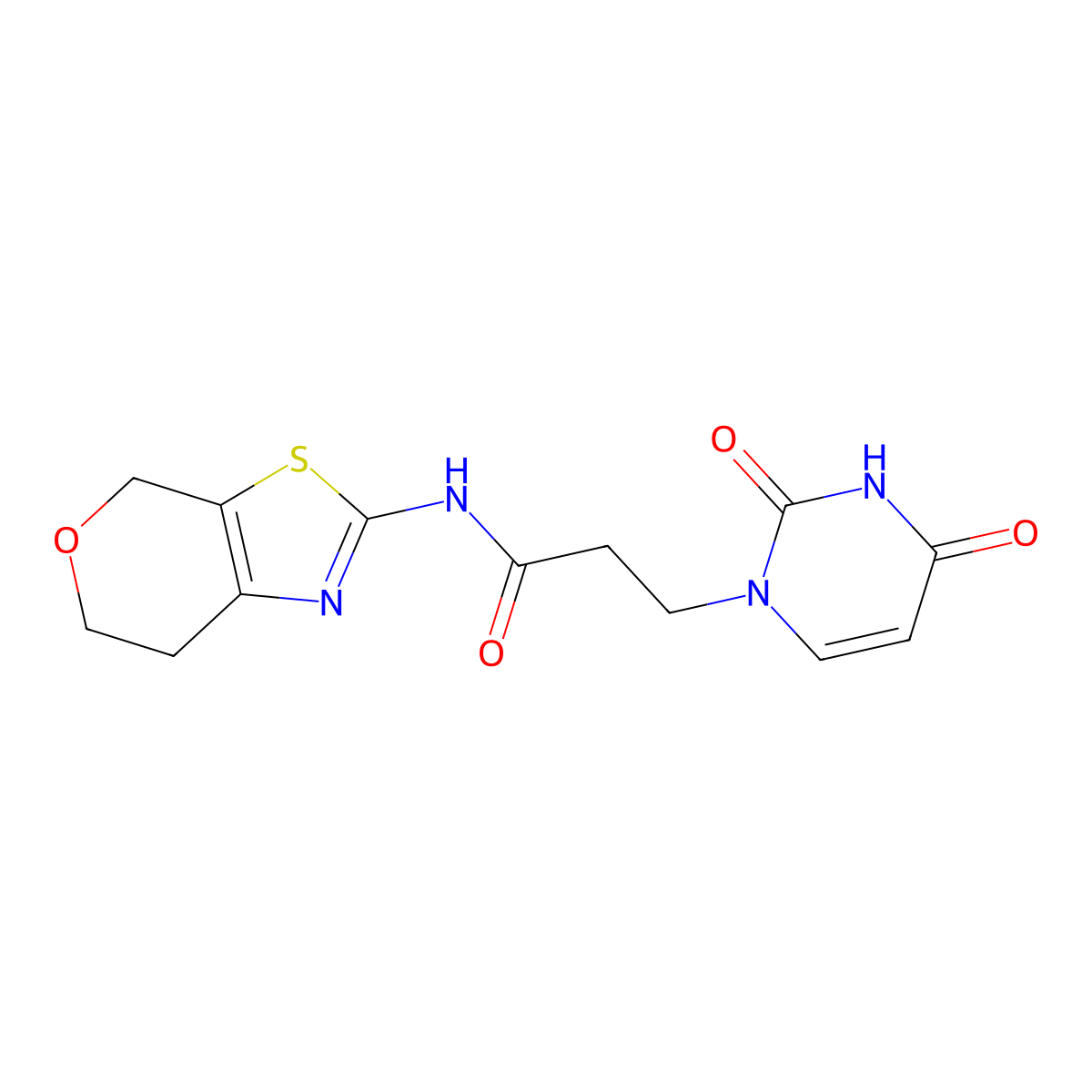 N-(6,7-dihydro-4H-pyrano[4,3-d]thiazol-2-yl)-3-(2,4-dioxo-3,4-dihydropyrimidin-1(2H)-yl)propanamide molecular structure, CAS 1421489-19-1