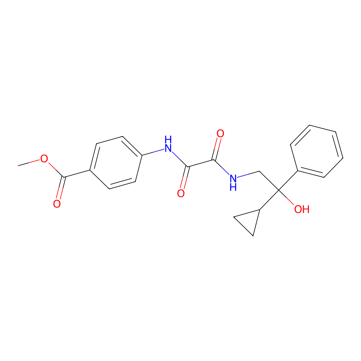 Methyl 4-(2-((2-cyclopropyl-2-hydroxy-2-phenylethyl)amino)-2-oxoacetamido)benzoate molecular structure, CAS 1421489-25-9