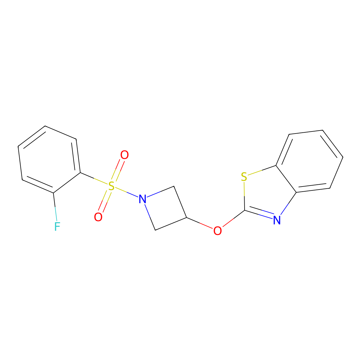 2-((1-((2-Fluorophenyl)sulfonyl)azetidin-3-yl)oxy)benzo[d]thiazole molecular structure, CAS 1421489-26-0