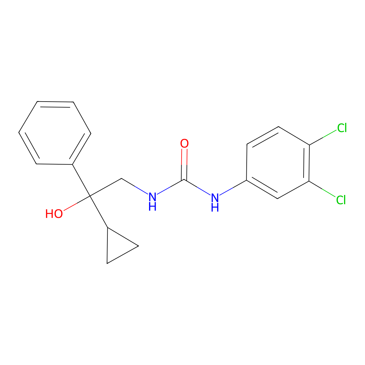 1-(2-Cyclopropyl-2-hydroxy-2-phenylethyl)-3-(3,4-dichlorophenyl)urea molecular structure, CAS 1421489-33-9