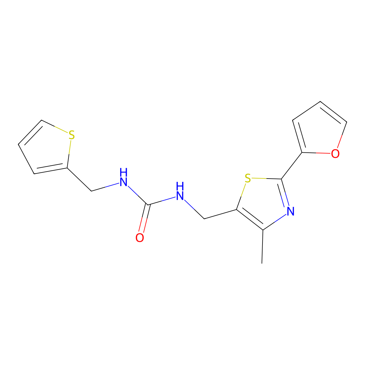 1-((2-(Furan-2-yl)-4-methylthiazol-5-yl)methyl)-3-(thiophen-2-ylmethyl)urea molecular structure, CAS 1421489-36-2