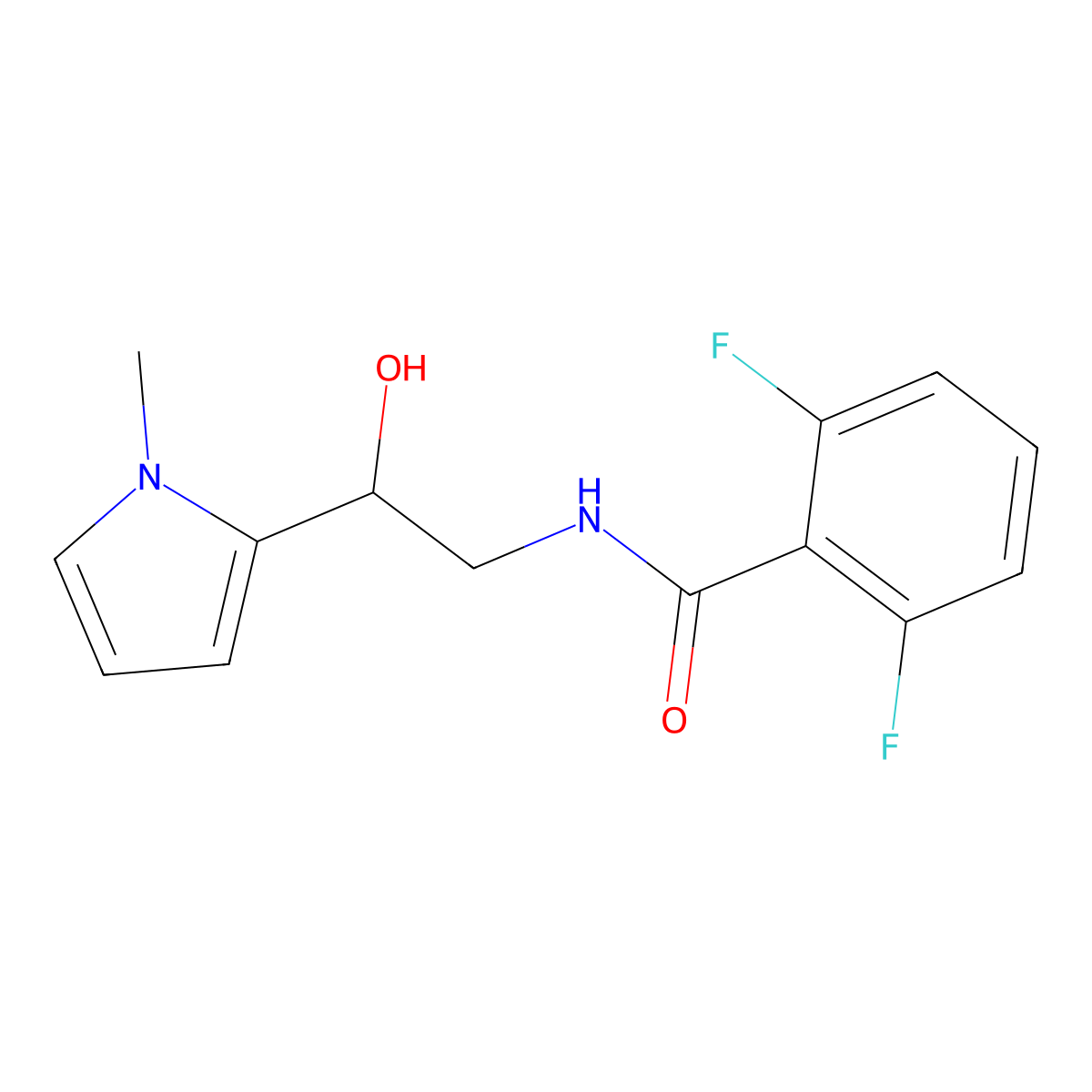 2,6-difluoro-N-[2-hydroxy-2-(1-methyl-1H-pyrrol-2-yl)ethyl]benzamide molecular structure, CAS 1421489-37-3