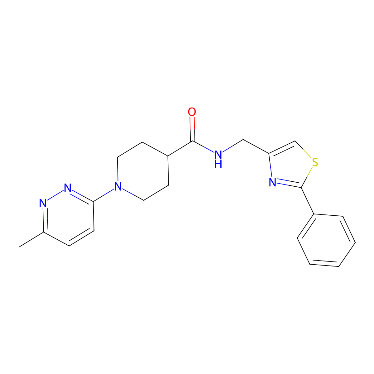 1-(6-methylpyridazin-3-yl)-N-((2-phenylthiazol-4-yl)methyl)piperidine-4-carboxamide molecular structure, CAS 1421489-38-4