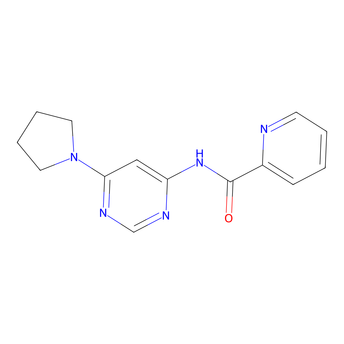 N-(6-(pyrrolidin-1-yl)pyrimidin-4-yl)picolinamide molecular structure, CAS 1421489-47-5