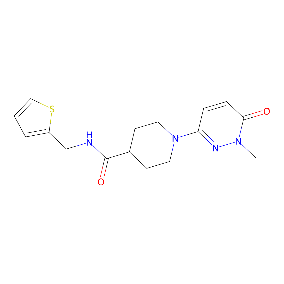 1-(1-methyl-6-oxo-1,6-dihydropyridazin-3-yl)-N-(thiophen-2-ylmethyl)piperidine-4-carboxamide molecular structure, CAS 1421489-55-5
