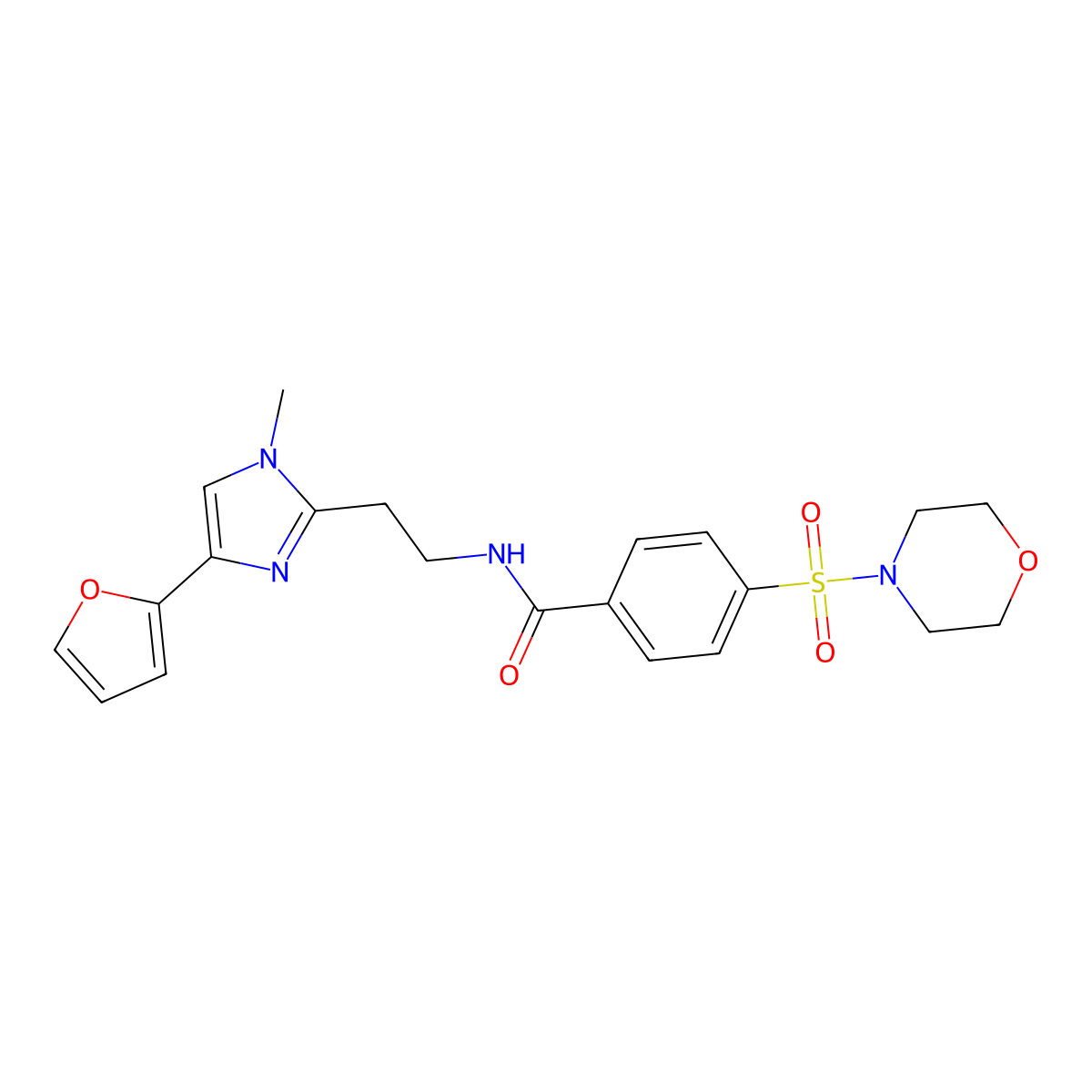 N-(2-(4-(furan-2-yl)-1-methyl-1H-imidazol-2-yl)ethyl)-4-(morpholinosulfonyl)benzamide molecular structure, CAS 1421489-57-7
