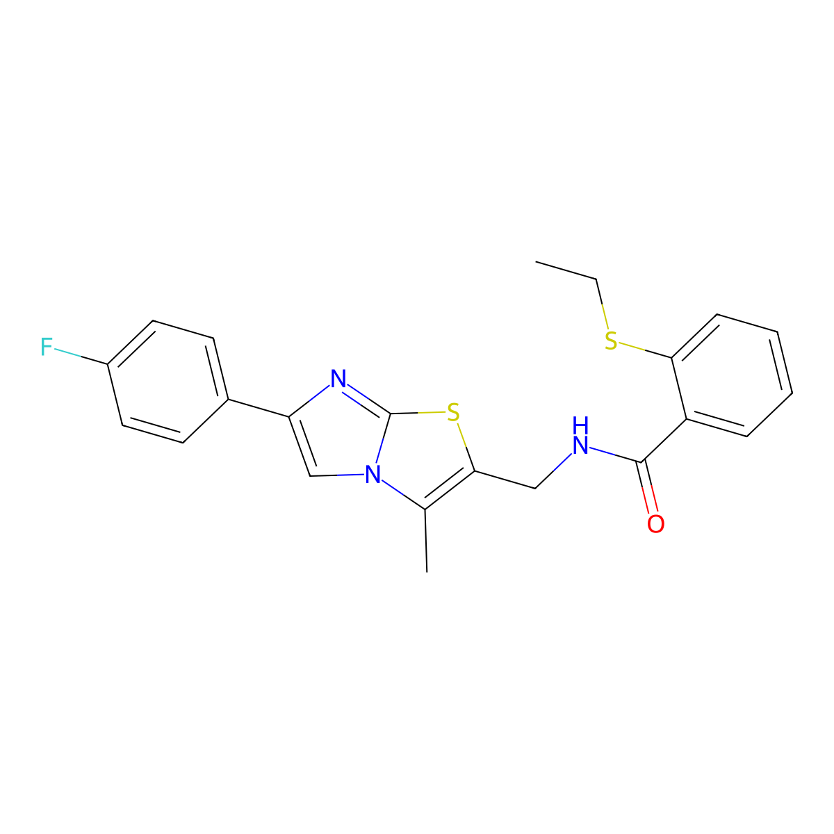 2-(ethylthio)-N-((6-(4-fluorophenyl)-3-methylimidazo[2,1-b]thiazol-2-yl)methyl)benzamide molecular structure, CAS 1421489-60-2