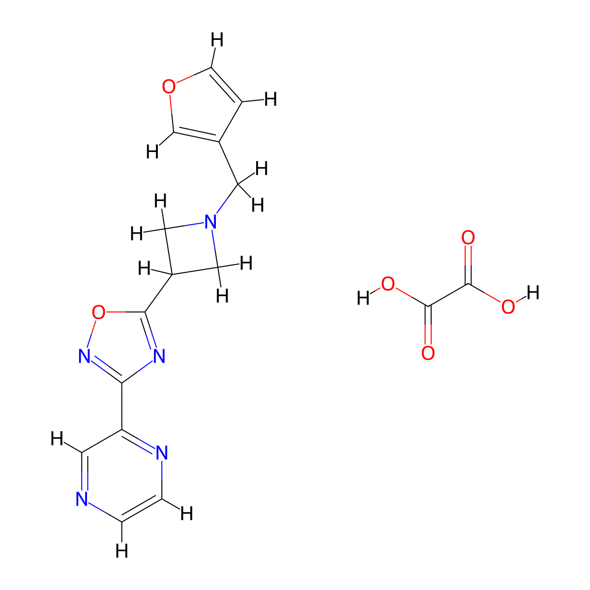5-(1-(Furan-3-ylmethyl)azetidin-3-yl)-3-(pyrazin-2-yl)-1,2,4-oxadiazole oxalate molecular structure, CAS 1421489-65-7