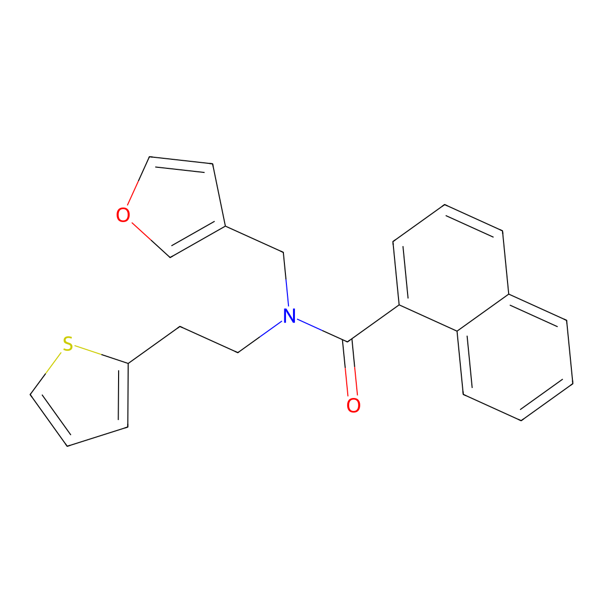 N-(furan-3-ylmethyl)-N-(2-(thiophen-2-yl)ethyl)-1-naphthamide molecular structure, CAS 1421489-69-1