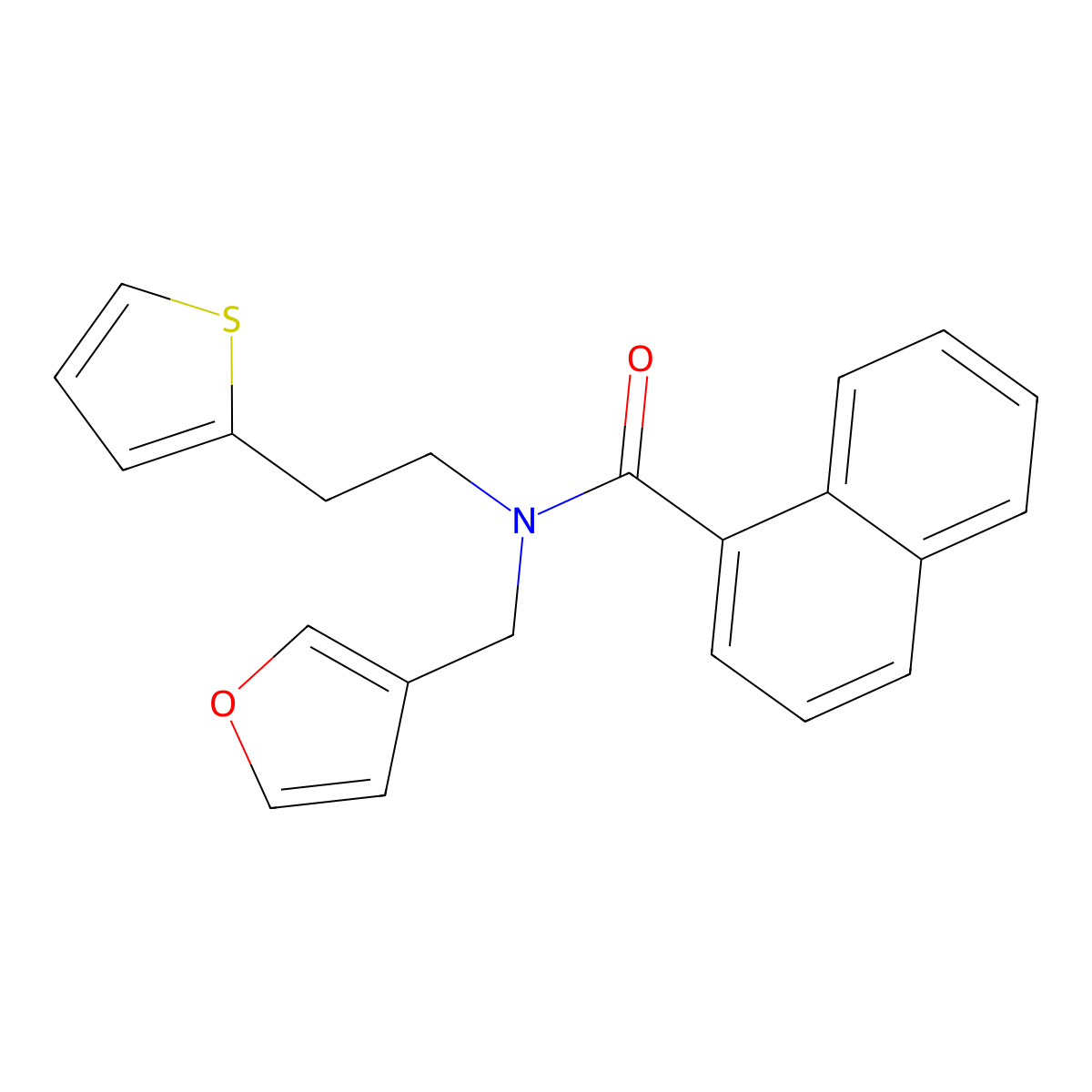 N-(furan-3-ylmethyl)-N-(2-(thiophen-2-yl)ethyl)-1-naphthamide molecular structure, CAS 1421489-69-1