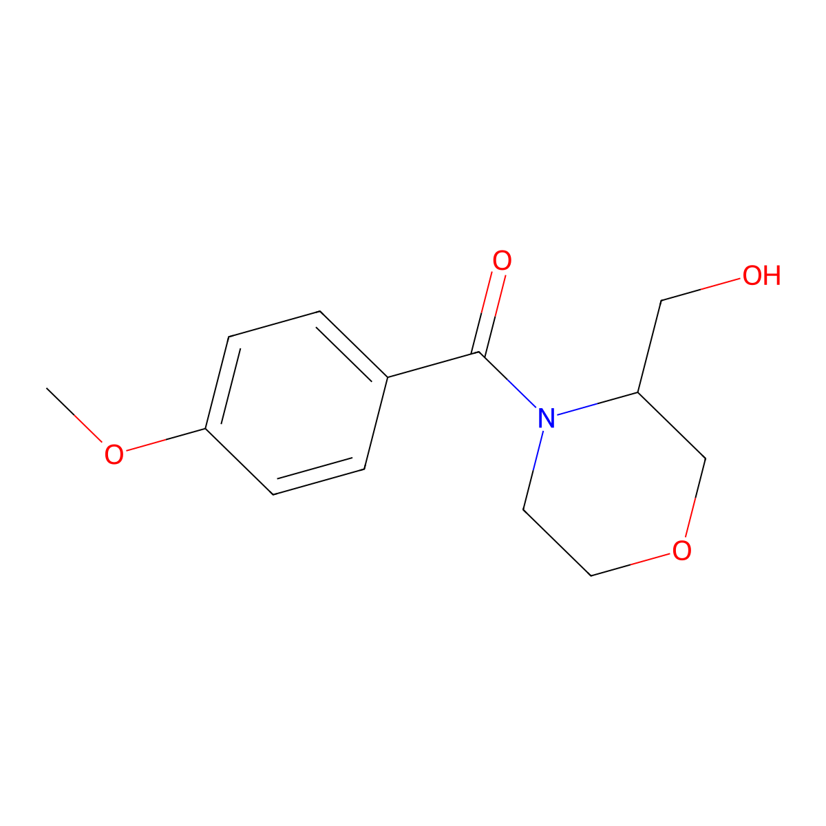 (3-(Hydroxymethyl)morpholino)(4-methoxyphenyl)methanone molecular structure, CAS 1421489-70-4
