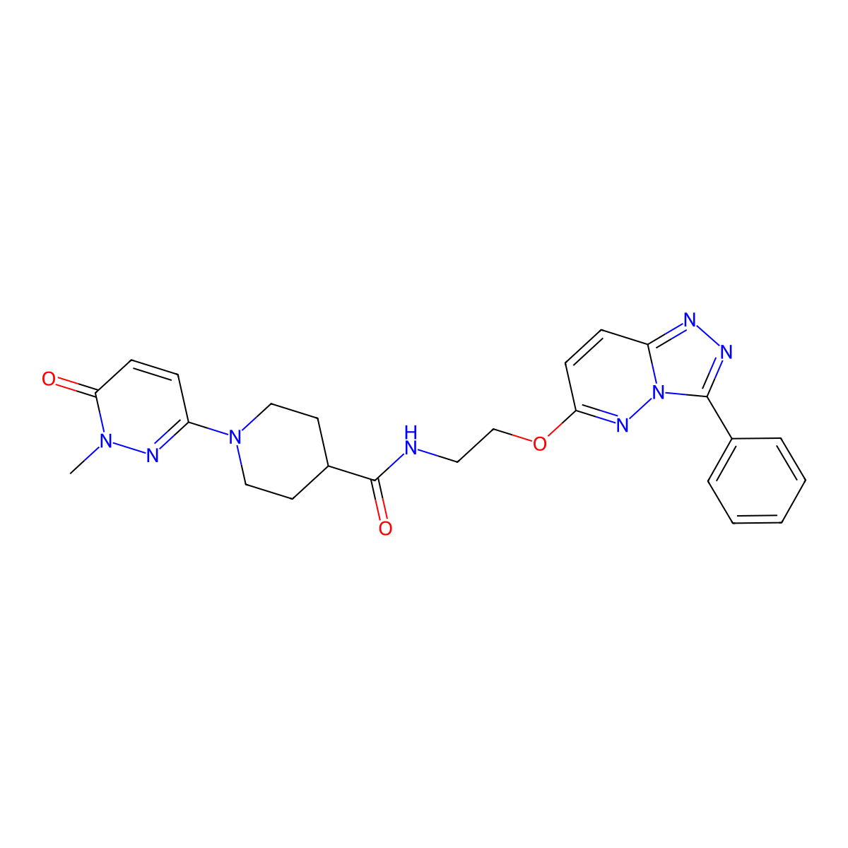 1-(1-methyl-6-oxo-1,6-dihydropyridazin-3-yl)-N-[2-({3-phenyl-[1,2,4]triazolo[4,3-b]pyridazin-6-yl}oxy)ethyl]piperidine-4-carboxamide molecular structure, CAS 1421489-71-5