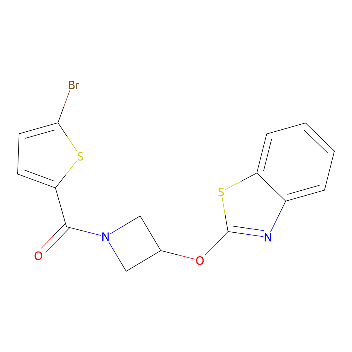 (3-(Benzo[d]thiazol-2-yloxy)azetidin-1-yl)(5-bromothiophen-2-yl)methanone molecular structure, CAS 1421489-74-8