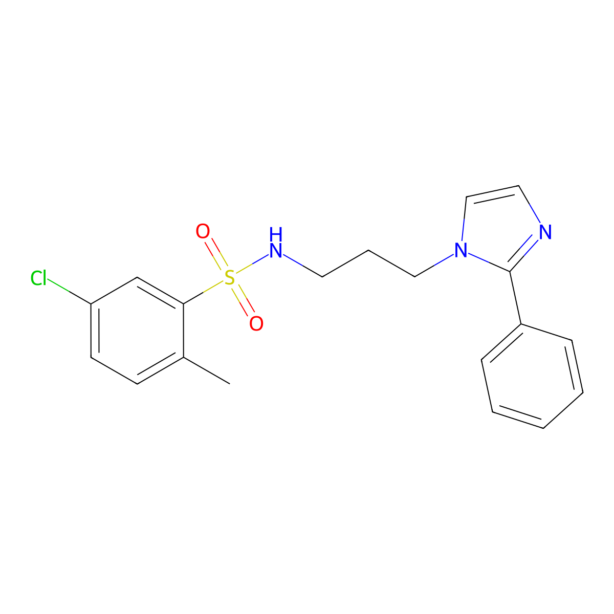5-chloro-2-methyl-N-(3-(2-phenyl-1H-imidazol-1-yl)propyl)benzenesulfonamide molecular structure, CAS 1421489-75-9