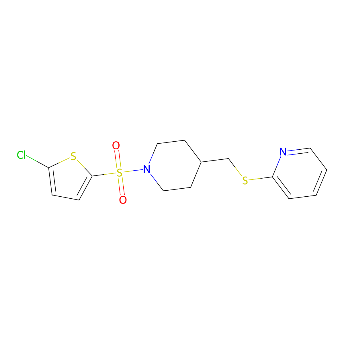 2-[({1-[(5-Chlorothiophen-2-yl)sulfonyl]piperidin-4-yl}methyl)sulfanyl]pyridine molecular structure, CAS 1421489-78-2