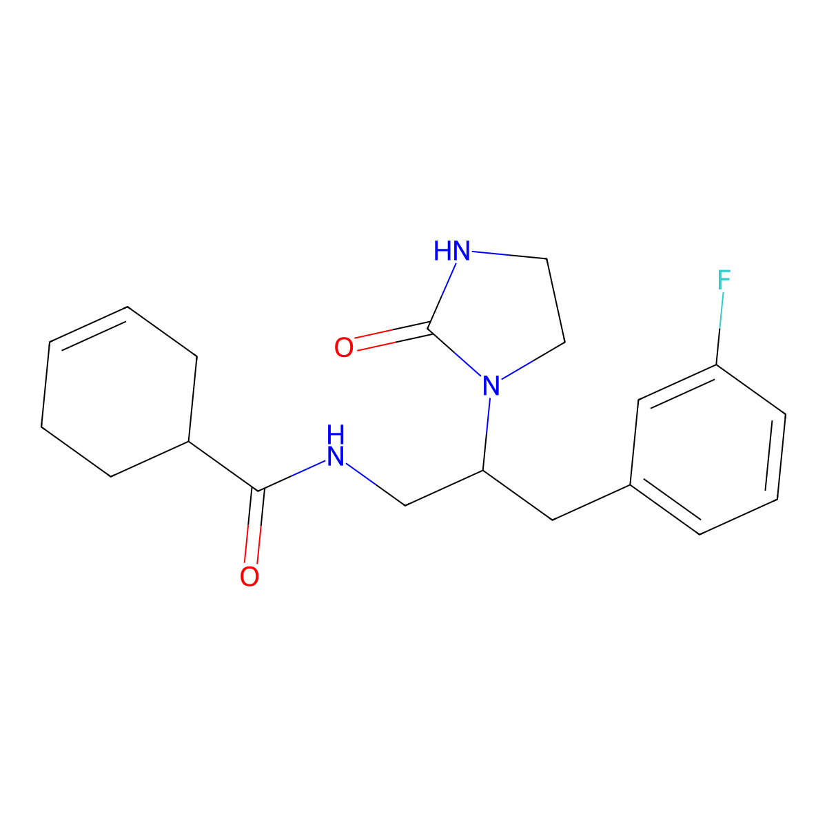 N-(3-(3-fluorophenyl)-2-(2-oxoimidazolidin-1-yl)propyl)cyclohex-3-enecarboxamide molecular structure, CAS 1421489-97-5