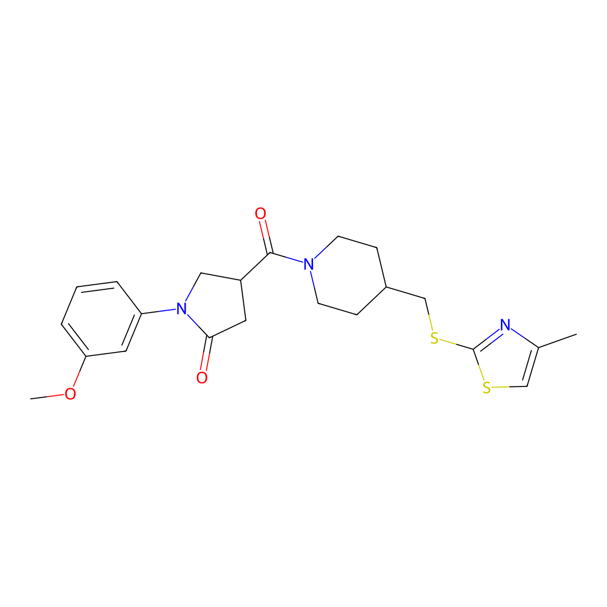 1-(3-Methoxyphenyl)-4-(4-(((4-methylthiazol-2-yl)thio)methyl)piperidine-1-carbonyl)pyrrolidin-2-one molecular structure, CAS 1421490-10-9