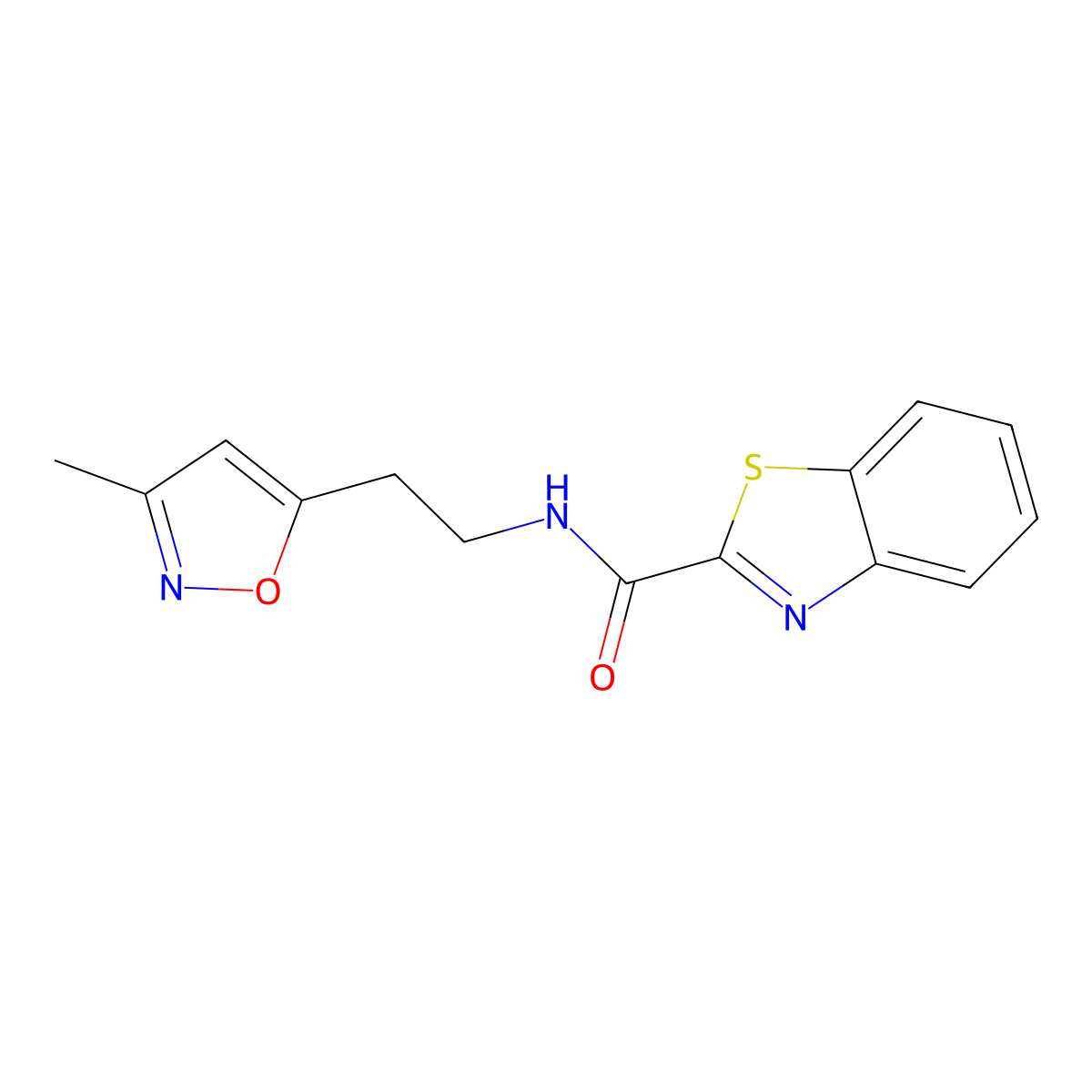 N-(2-(3-methylisoxazol-5-yl)ethyl)benzo[d]thiazole-2-carboxamide molecular structure, CAS 1421490-16-5