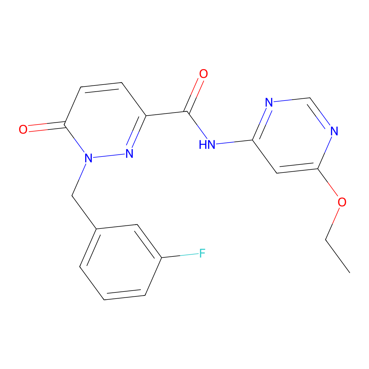 N-(6-ethoxypyrimidin-4-yl)-1-(3-fluorobenzyl)-6-oxo-1,6-dihydropyridazine-3-carboxamide molecular structure, CAS 1421490-40-5