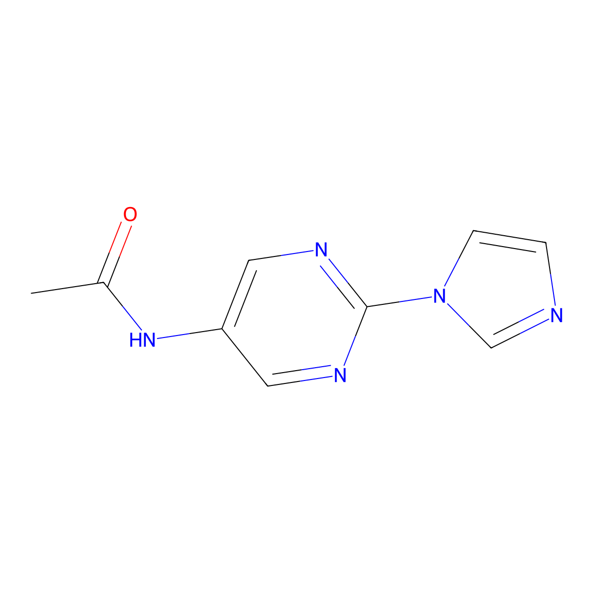 N-(2-(1H-imidazol-1-yl)pyrimidin-5-yl)acetamide molecular structure, CAS 1421490-49-4