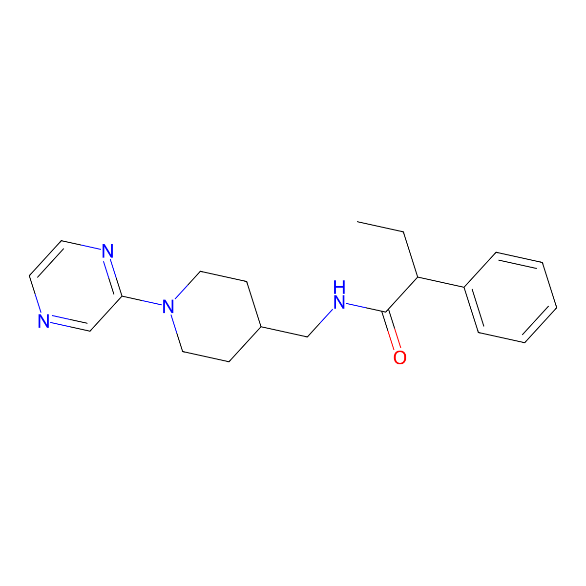 2-Phenyl-N-{[1-(pyrazin-2-YL)piperidin-4-YL]methyl}butanamide molecular structure, CAS 1421490-56-3