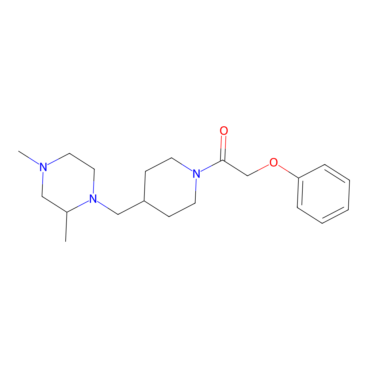 1-(4-((2,4-Dimethylpiperazin-1-yl)methyl)piperidin-1-yl)-2-phenoxyethanone molecular structure, CAS 1421490-67-6