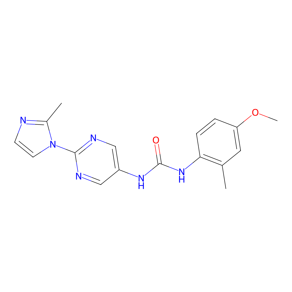 1-(4-methoxy-2-methylphenyl)-3-[2-(2-methyl-1H-imidazol-1-yl)pyrimidin-5-yl]urea molecular structure, CAS 1421490-68-7
