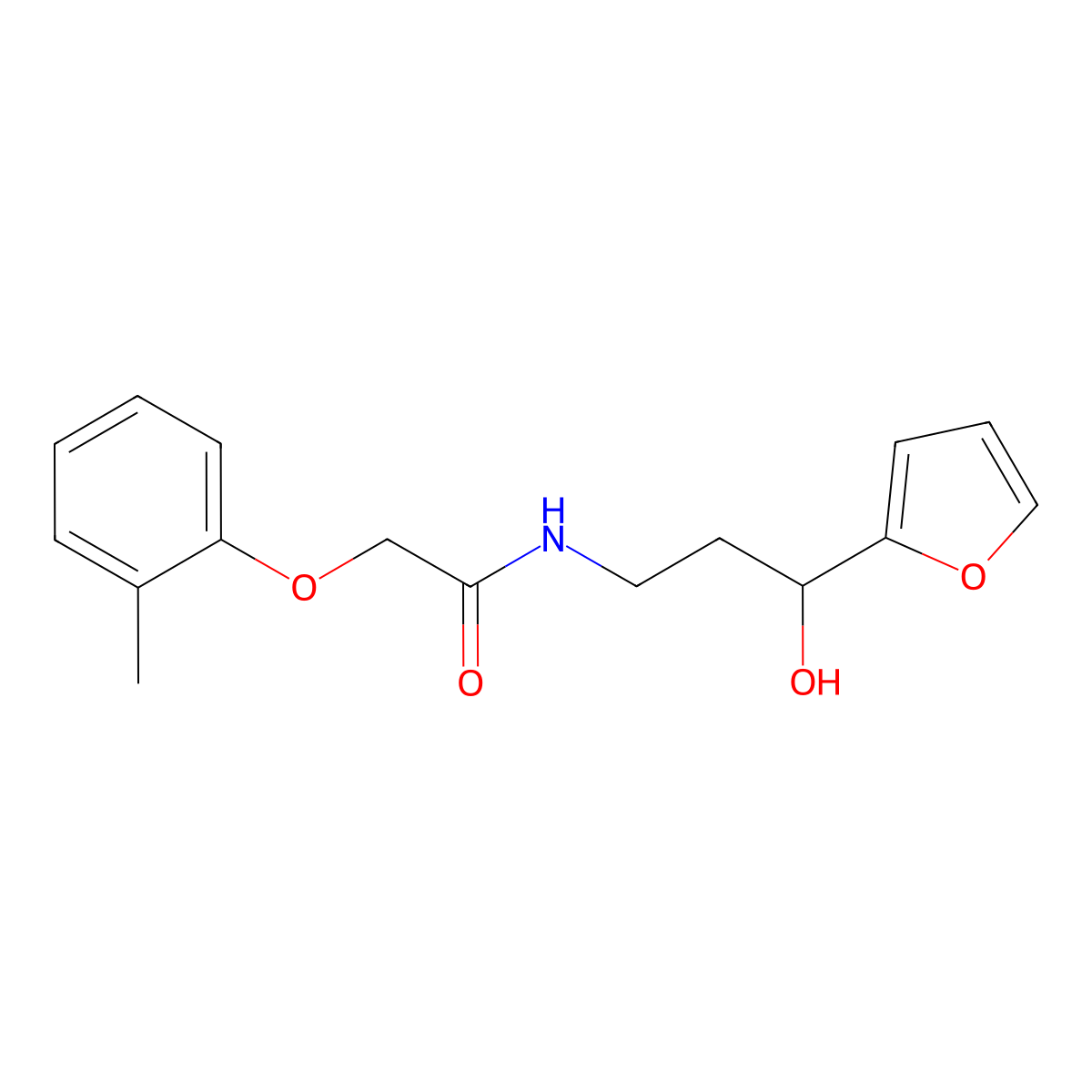 N-(3-(furan-2-yl)-3-hydroxypropyl)-2-(o-tolyloxy)acetamide molecular structure, CAS 1421490-71-2