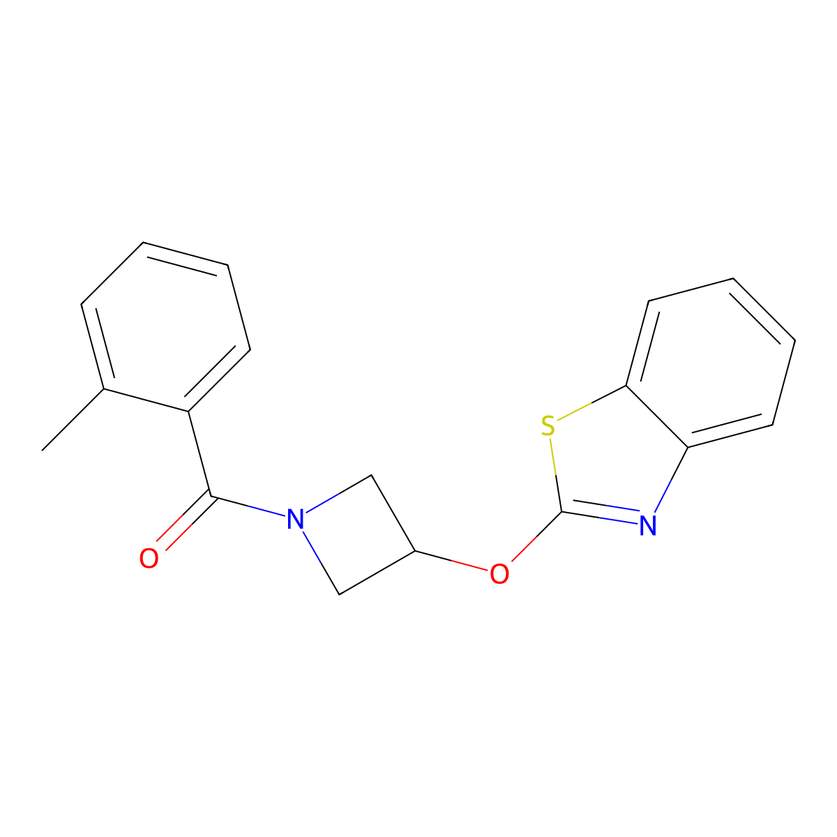 (3-(Benzo[d]thiazol-2-yloxy)azetidin-1-yl)(o-tolyl)methanone molecular structure, CAS 1421490-72-3