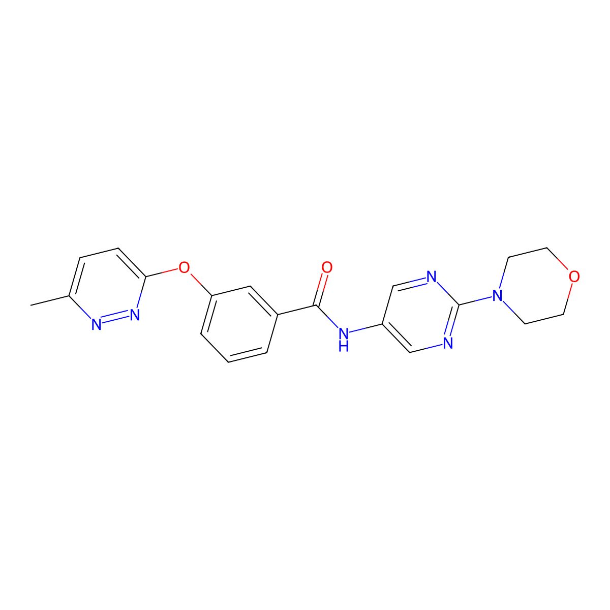 3-((6-methylpyridazin-3-yl)oxy)-N-(2-morpholinopyrimidin-5-yl)benzamide molecular structure, CAS 1421490-73-4