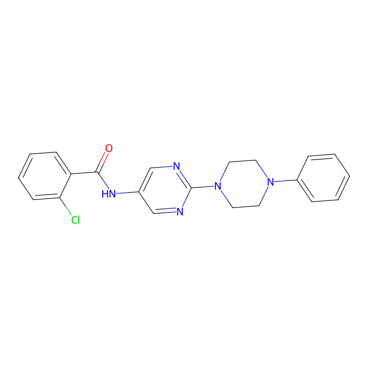 2-Chloro-N-[2-(4-phenylpiperazin-1-YL)pyrimidin-5-YL]benzamide molecular structure, CAS 1421490-75-6