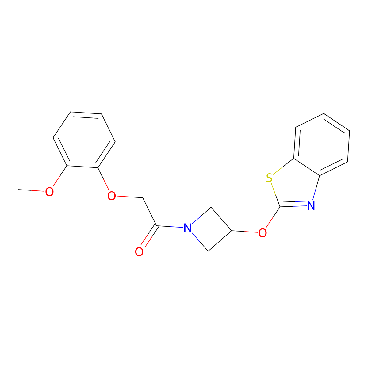 1-(3-(Benzo[d]thiazol-2-yloxy)azetidin-1-yl)-2-(2-methoxyphenoxy)ethanone molecular structure, CAS 1421490-76-7