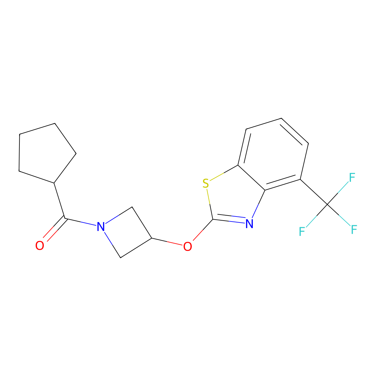 Cyclopentyl(3-((4-(trifluoromethyl)benzo[d]thiazol-2-yl)oxy)azetidin-1-yl)methanone molecular structure, CAS 1421490-80-3