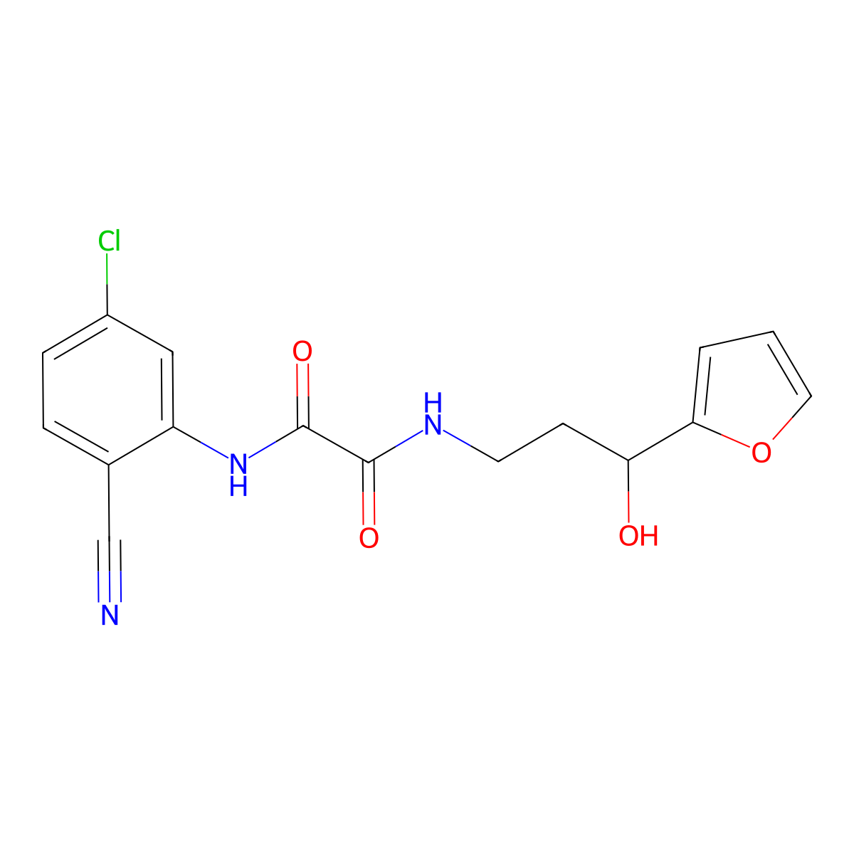 N1-(5-chloro-2-cyanophenyl)-N2-(3-(furan-2-yl)-3-hydroxypropyl)oxalamide molecular structure, CAS 1421490-85-8