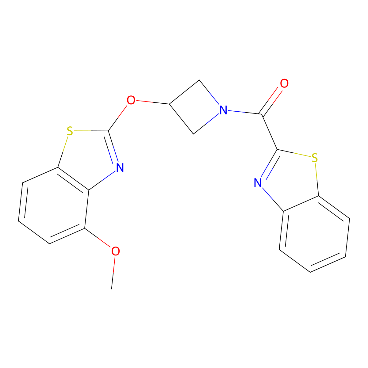 Benzo[d]thiazol-2-yl(3-((4-methoxybenzo[d]thiazol-2-yl)oxy)azetidin-1-yl)methanone molecular structure, CAS 1421490-86-9