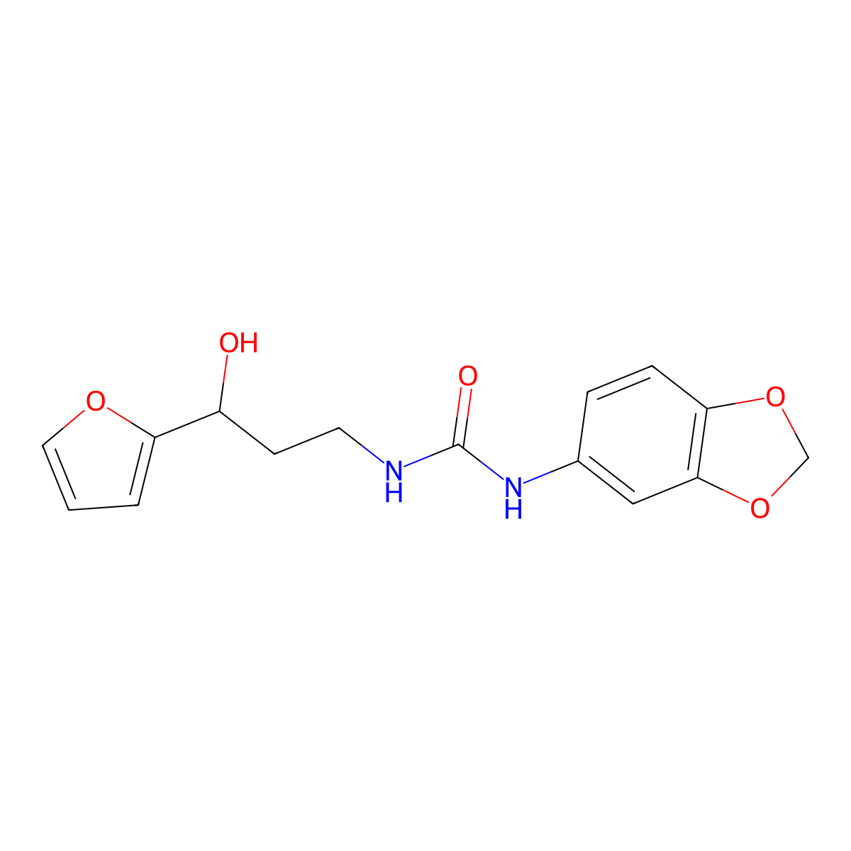 1-(Benzo[d][1,3]dioxol-5-yl)-3-(3-(furan-2-yl)-3-hydroxypropyl)urea molecular structure, CAS 1421490-90-5