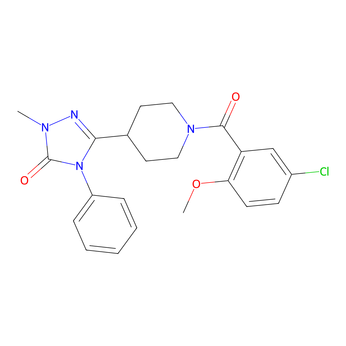 3-[1-(5-chloro-2-methoxybenzoyl)piperidin-4-yl]-1-methyl-4-phenyl-4,5-dihydro-1H-1,2,4-triazol-5-one molecular structure, CAS 1421490-92-7