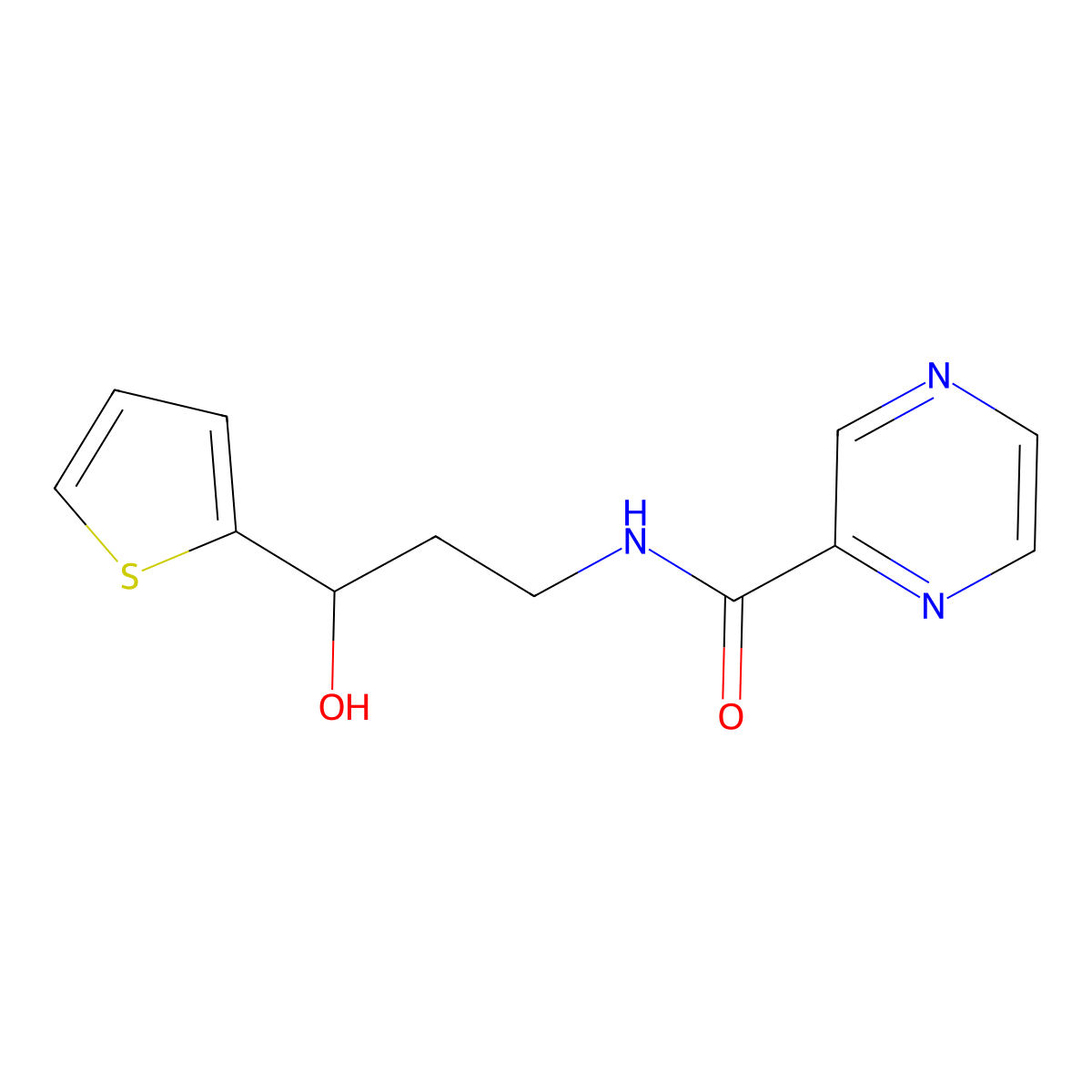N-[3-Hydroxy-3-(thiophen-2-YL)propyl]pyrazine-2-carboxamide molecular structure, CAS 1421490-94-9