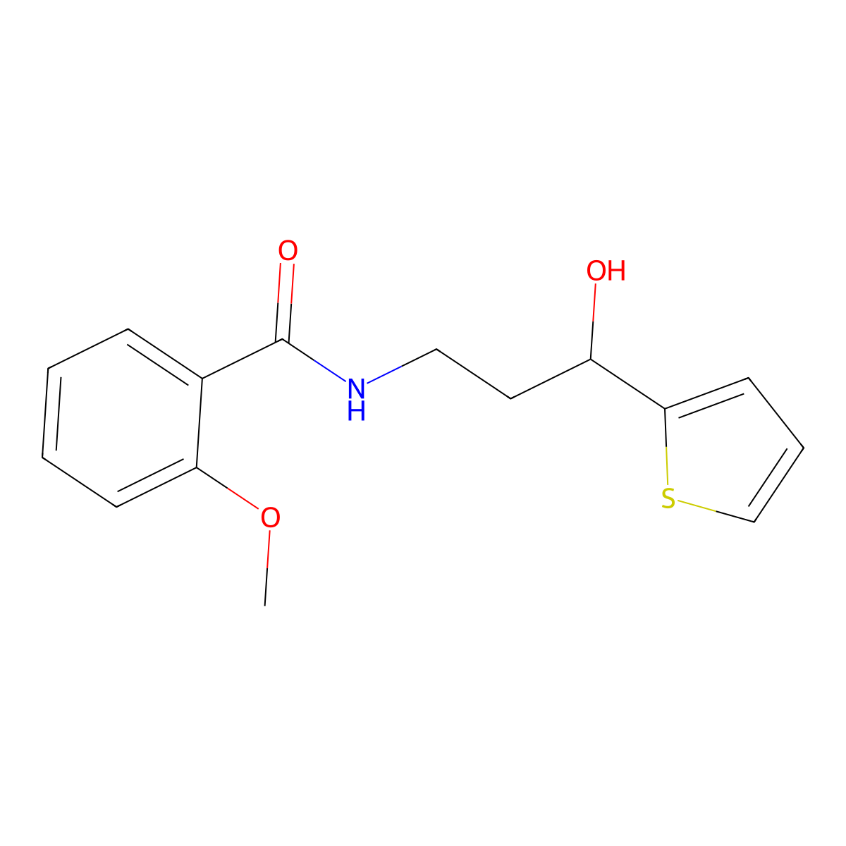 N-[3-Hydroxy-3-(thiophen-2-YL)propyl]-2-methoxybenzamide molecular structure, CAS 1421490-96-1