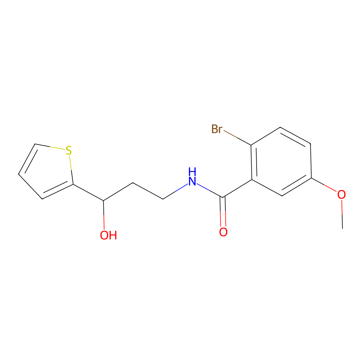 2-Bromo-N-[3-hydroxy-3-(thiophen-2-YL)propyl]-5-methoxybenzamide molecular structure, CAS 1421491-02-2