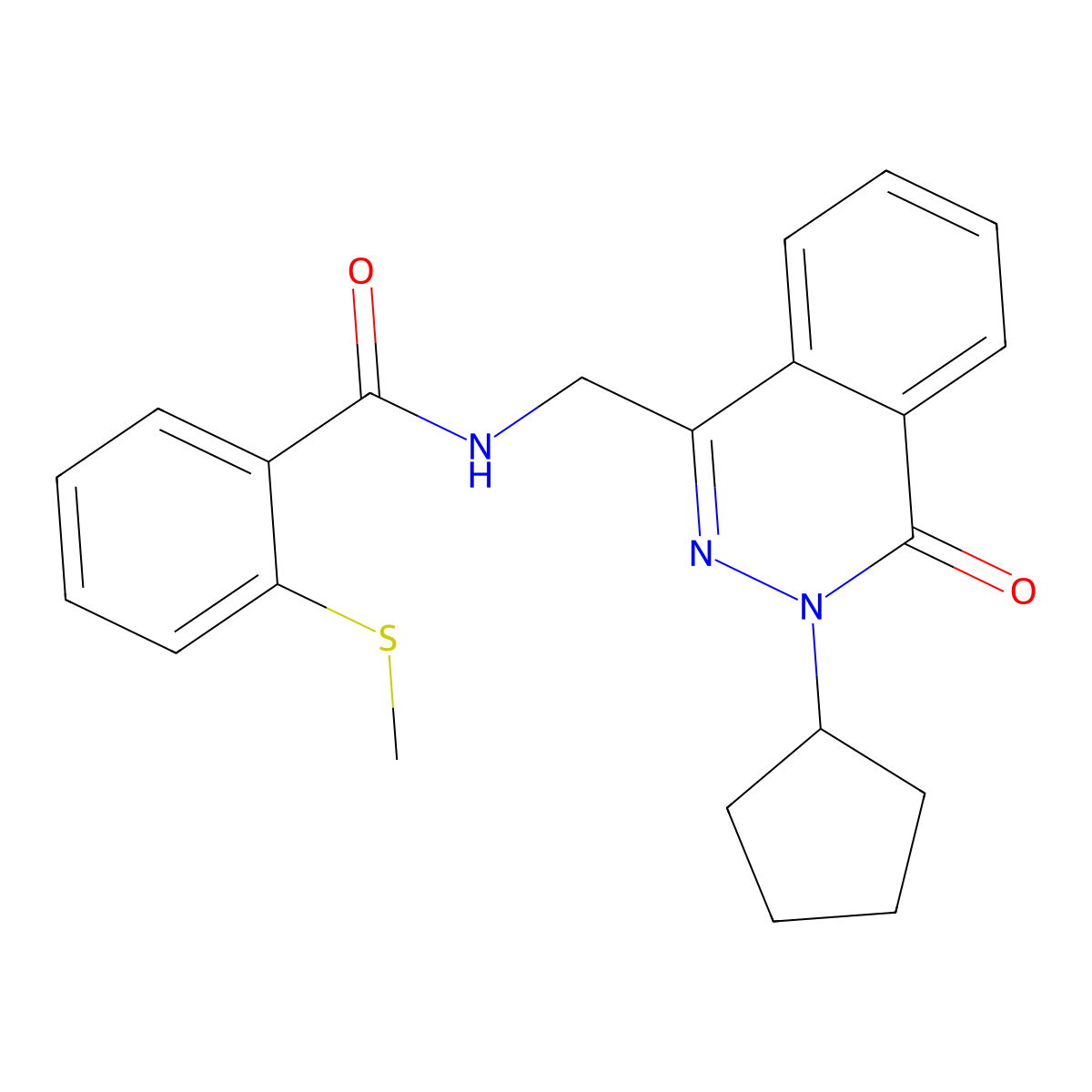 N-((3-cyclopentyl-4-oxo-3,4-dihydrophthalazin-1-yl)methyl)-2-(methylthio)benzamide molecular structure, CAS 1421491-07-7