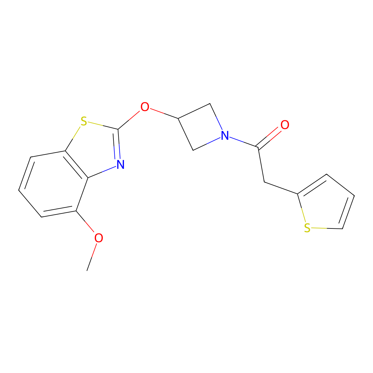 1-(3-((4-Methoxybenzo[d]thiazol-2-yl)oxy)azetidin-1-yl)-2-(thiophen-2-yl)ethanone molecular structure, CAS 1421491-10-2