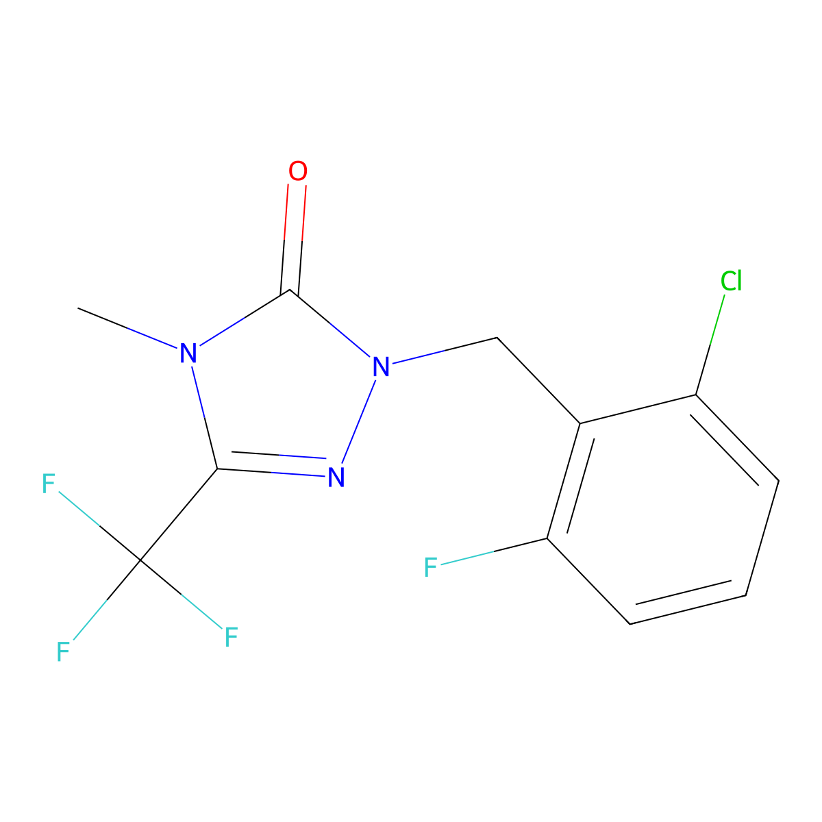 1-(2-chloro-6-fluorobenzyl)-4-methyl-3-(trifluoromethyl)-1H-1,2,4-triazol-5(4H)-one molecular structure, CAS 1421491-24-8