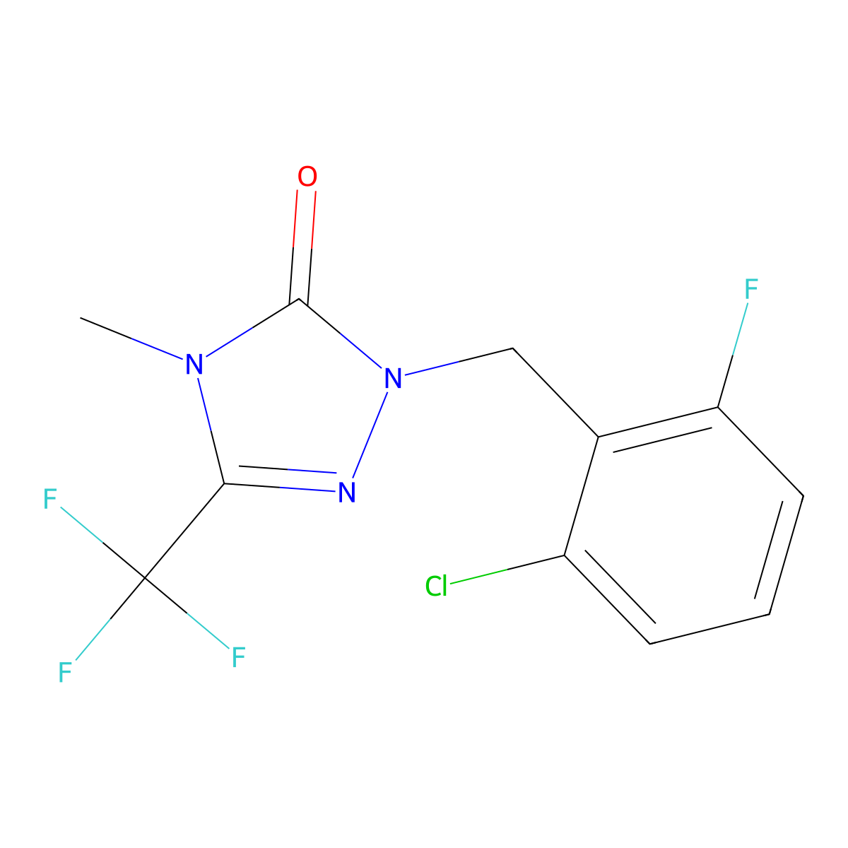 1-(2-chloro-6-fluorobenzyl)-4-methyl-3-(trifluoromethyl)-1H-1,2,4-triazol-5(4H)-one molecular structure, CAS 1421491-24-8