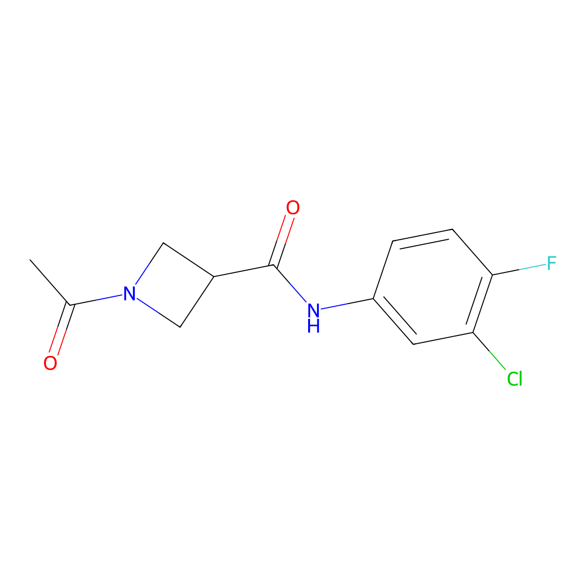 1-acetyl-N-(3-chloro-4-fluorophenyl)azetidine-3-carboxamide molecular structure, CAS 1421491-27-1