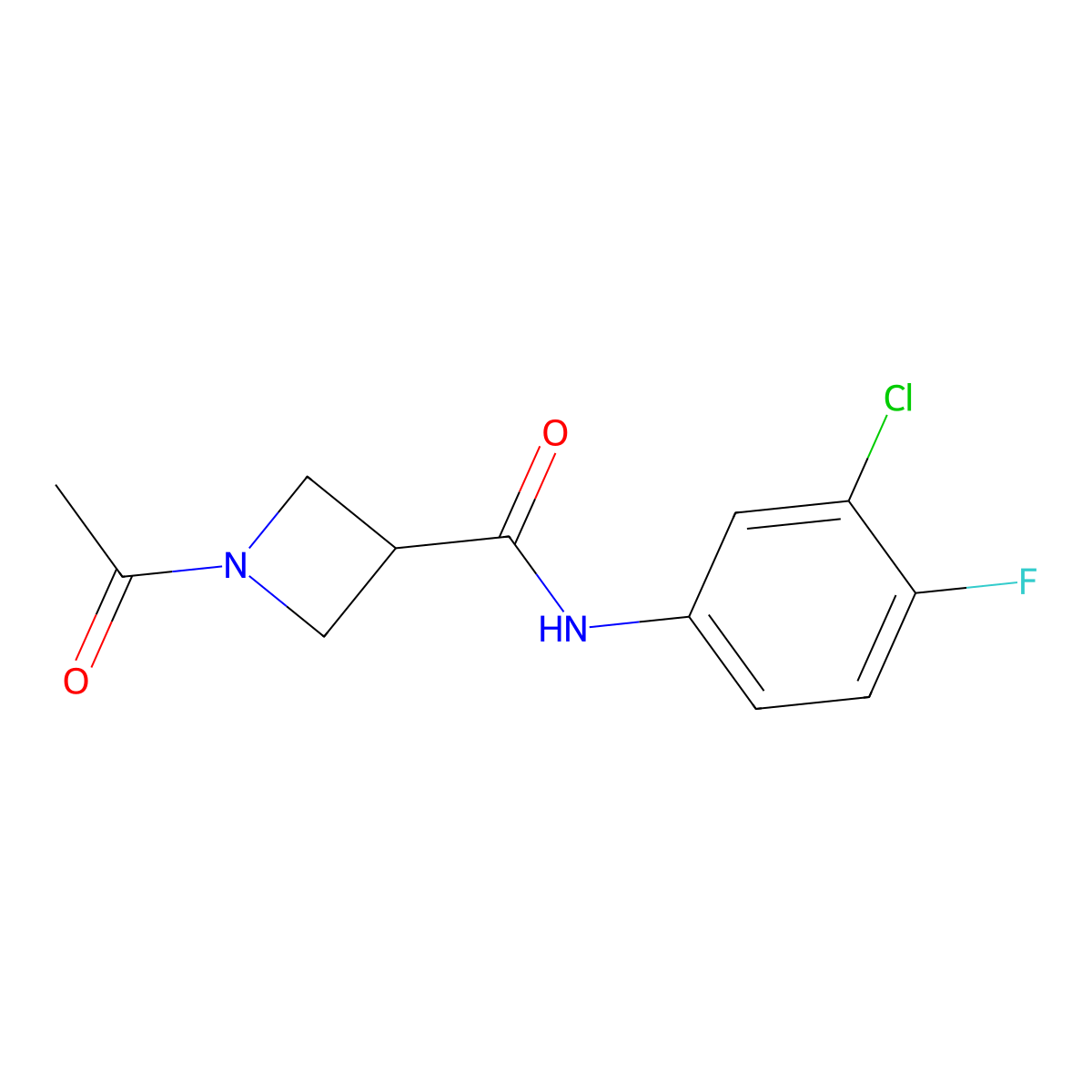 1-acetyl-N-(3-chloro-4-fluorophenyl)azetidine-3-carboxamide molecular structure, CAS 1421491-27-1